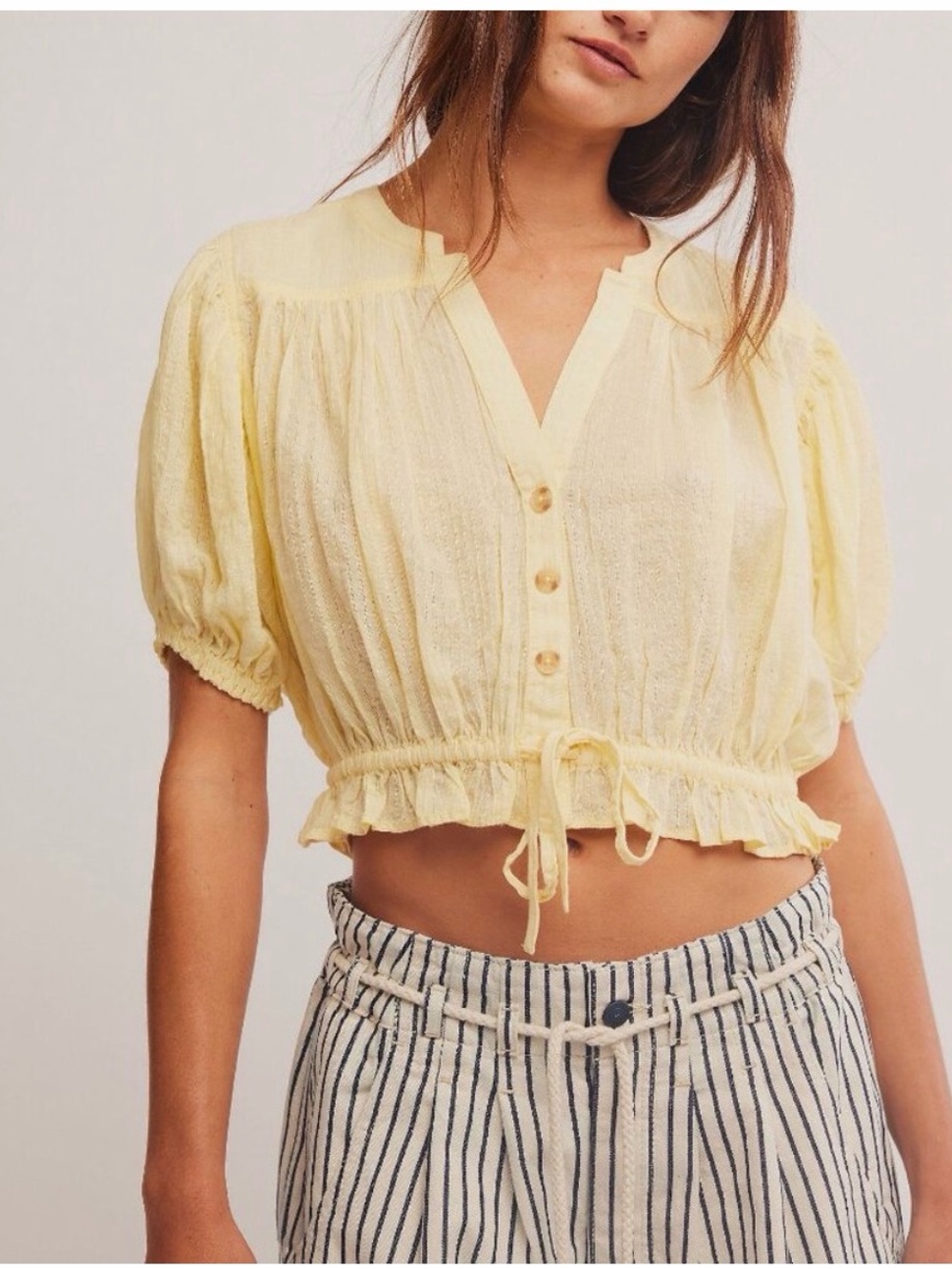 FREE PEOPLE little cloud shirt yellow size S